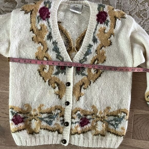 Vintage Express Le Internationale Mohair Cardigan Baroque Floral Knit Fits M-L - Picture 8 of 12